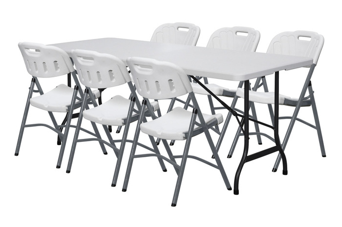 Sammenleggbart bord 180 x 75 cm i metall og plast